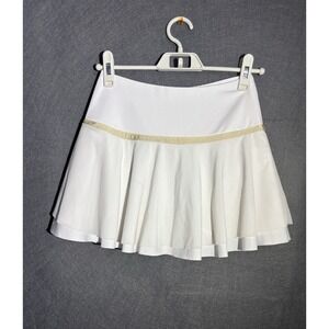 Inphorm Women's White Tennis Skirt Skort Size S Gold Trim Activewear Athletic
